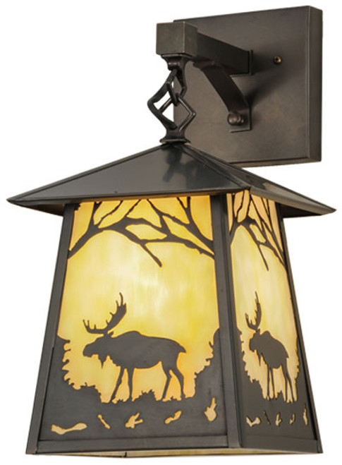 Meyda Custom 150673 Stillwater Moose at Dawn Rustic Beige Craftsman Wall Lighting Fixture