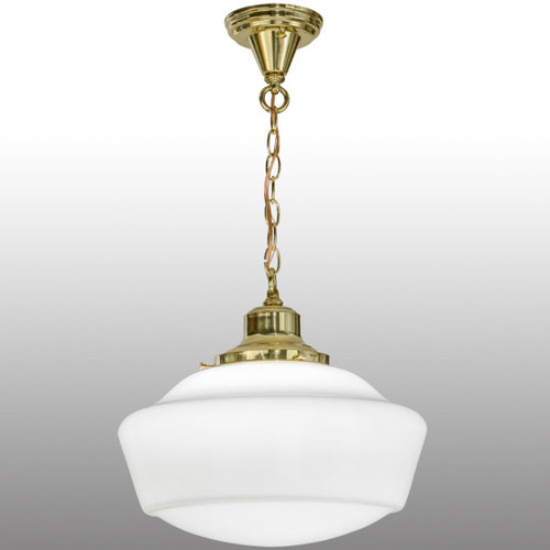 Meyda Custom 151550 Revival Schoolhouse Polished Brass Drop Ceiling Light Fixture