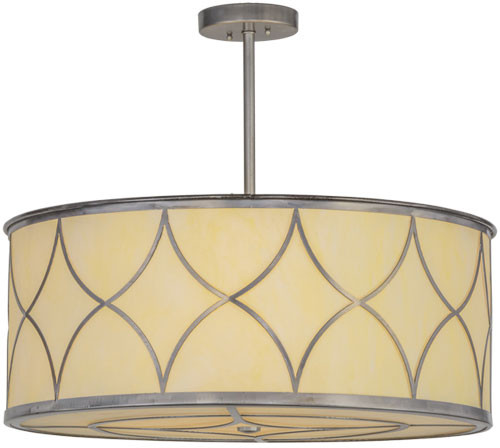 Meyda Custom 152811 Revival Deco Steel / Bleached Honey Onyx Acrylic Hanging Pendant Lighting