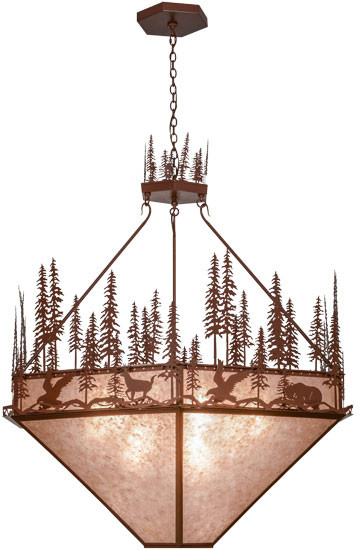 Meyda Custom 155414 Wildlife at Pine Lake Rustic Rust / Silver Mica Pendant Lighting