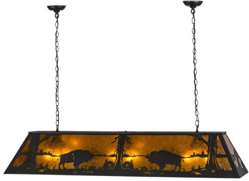 Meyda Custom 156358 Buffalo at Lake Wrought Iron / Amber Mica Kitchen Island Light