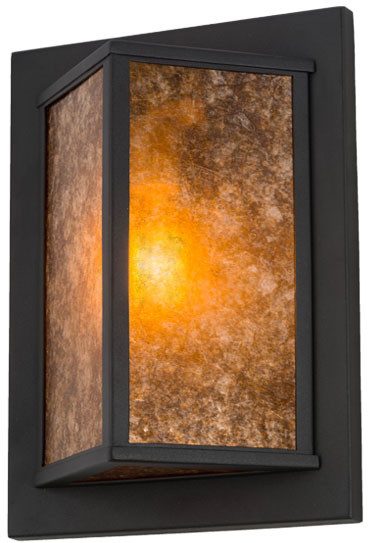 Meyda Custom 156359 Wedge Wrought Iron / Amber Mica Wall Lighting