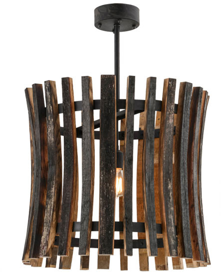 Meyda Custom 157547 Barrel Stave Madera Contemporary Costello Black Pendant Light Fixture