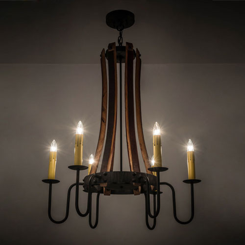 Meyda Custom 157624 Barrel Stave Madera Costello Black Chandelier Lighting