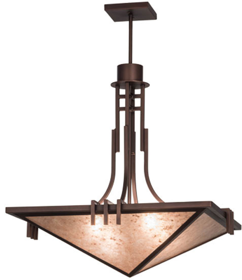 Meyda Custom 157675 Lineage Silver Mica Mahogany Bronze Hanging Pendant Light