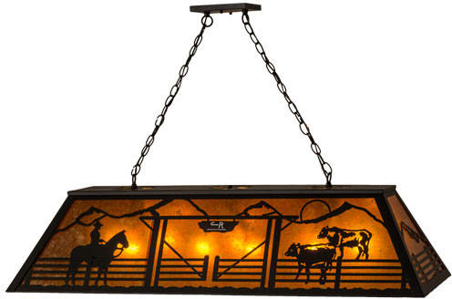 Meyda Custom 159251 Personalized Ranch Country Black / Amber Mica Kitchen Island Light
