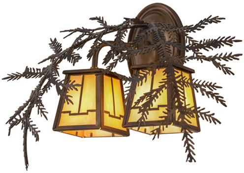 Meyda Custom 159315 Pine Branch Valley View Rustic Dark Burnished A/C Bai Halogen Wall Sconce