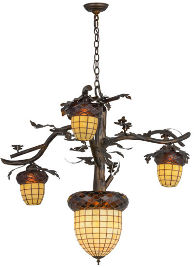 Meyda Custom 160189 Acorn Branch Rustic Antique Copper Burnished Chandelier Light
