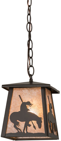 Meyda Custom 160878 Trail's End Rustic Timeless Bronze / Silver Mica Mini Hanging Pendant Lighting