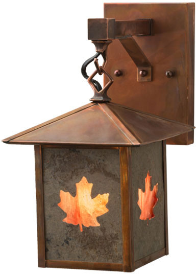 Meyda Custom 162730 Seneca Maple Leaf Burgundy Vintage Copper Outdoor Wall Sconce Lighting