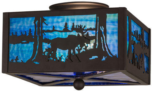 Meyda Custom 163243 Moose at Lake Oil Rubbed Bronze Ceiling Light