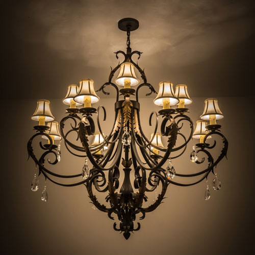 Meyda Custom 169781 Ingrid Timeless Bronze w/ Gold Leaf Accent Chandelier Light