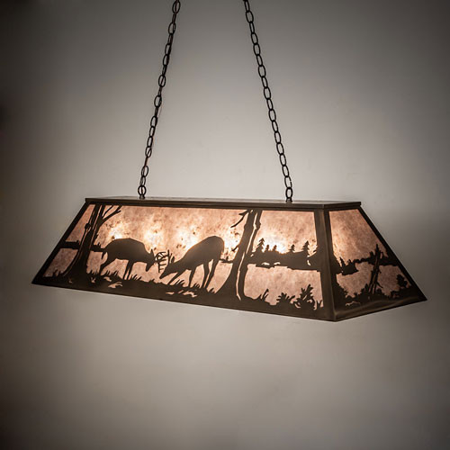 Meyda Custom 171294 Battling Bucks Country Antique Copper / Silver Mica Island Lighting