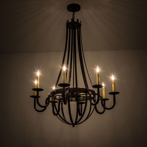 Meyda Custom 173504 Barrel Stave Metallo Mahogany Bronze Lighting Chandelier