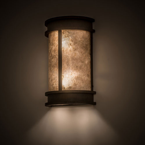 Meyda Custom 174791 Wyant Pocket Lantern Classic Rust / Silver Mica Fluorescent Exterior Light Sconce