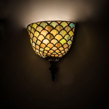 Meyda Lighting 175197 Tiffany Fishscale Tiffany Mahogany Bronze Lighting Sconce