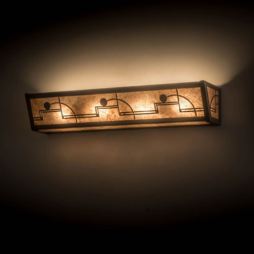 Meyda Custom 178157 Revival Deco Contemporary Nickel / Silver Mica Bathroom Vanity Light Fixture