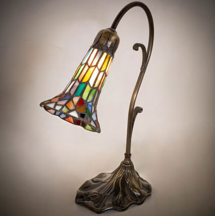 Meyda Lighting 17866 Stained Glass Pond Lily Tiffany Mahogany Bronze Craft Lamp