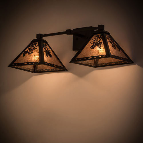 Meyda Custom 179574 Pinecone Rustic Textured Black / Silver Mica Lighting Wall Sconce