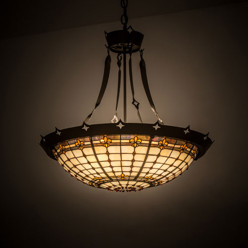 Meyda Custom 179883 Fleur-de-Lite Tiffany Timeless Bronze Pendant Light