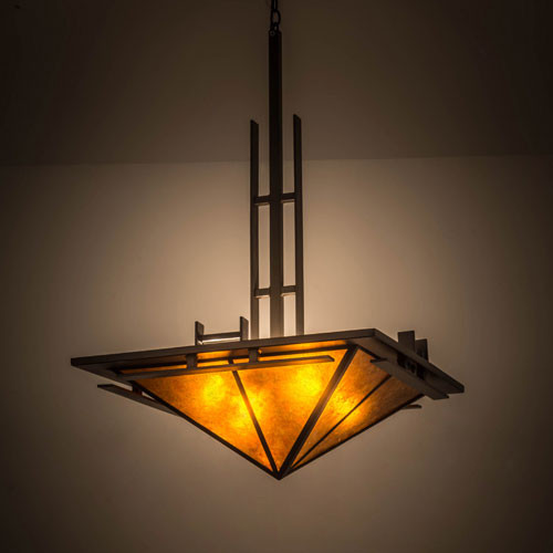 Meyda Custom 180347 Lineage Timeless Bronze / Amber Mica Hanging Light