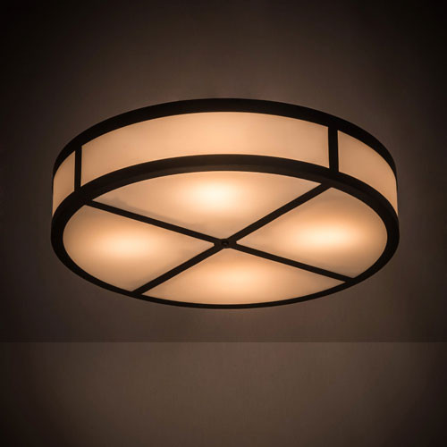 Meyda Custom 180507 Smythe Craftsman Solar Black Flush Mount Lighting