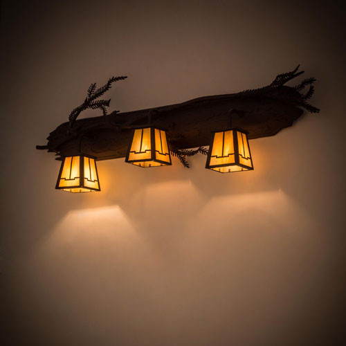 Meyda Custom 181549 Pine Branch Rustic Cafe Noir Halogen Vanity Lighting