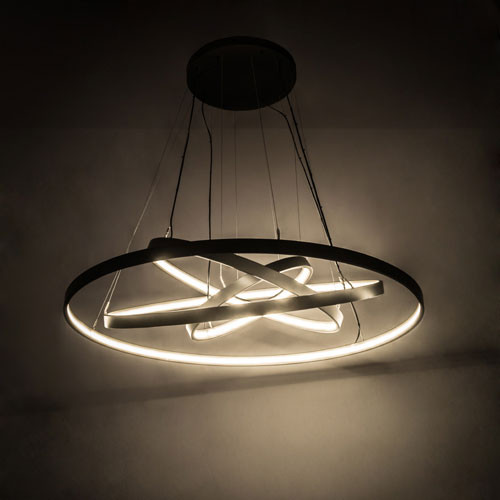 Meyda Custom 182716 Anillo Contemporary Solar Black LED Hanging Lamp