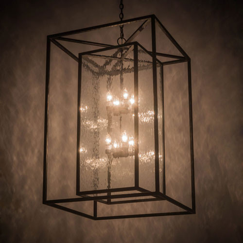 Meyda Custom 182988 Kitzi Box Solar Black / Clear Water Glass Foyer Lighting