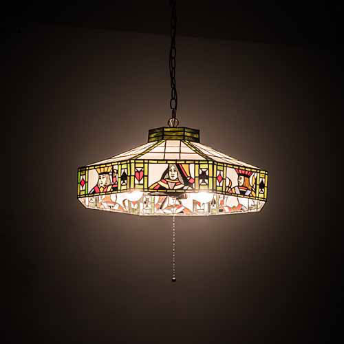 Meyda Lighting 184491 Poker Face Tiffany Beige Red Hanging Pendant Light