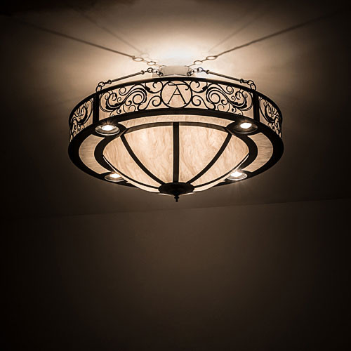 Meyda Custom 184499 Personalized TA Charcoal Gray White Swirl Acrylic Overhead Lighting Fixture