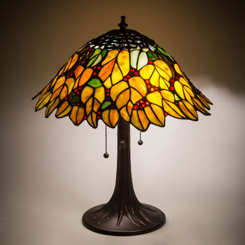 Meyda Lighting 185544 Follaje Tiffany Mahogany Bronze Table Lamp Lighting