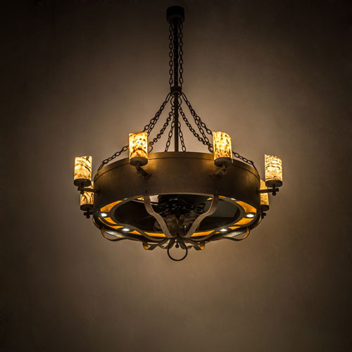 Meyda Custom 185627 Parnella Traditional Amber Mica Rusty Nail LED Chandelier Lighting