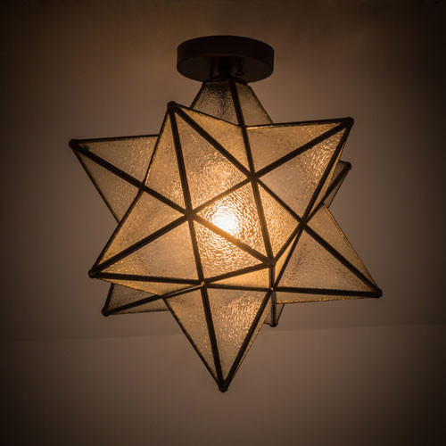 Meyda Custom 186688 Moravian Star Modern Brown Flush Mount Lighting
