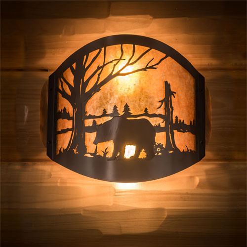 Meyda Custom 188368 Bear at Lake Country Timeless Bronze Light Sconce