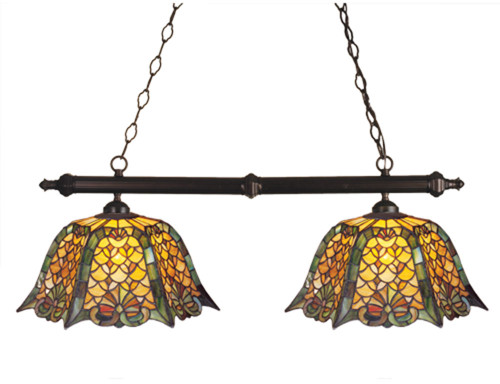 Meyda Lighting 18844 Duffner & Kimberly Shell & Diamond Tiffany Kitchen Island Lighting