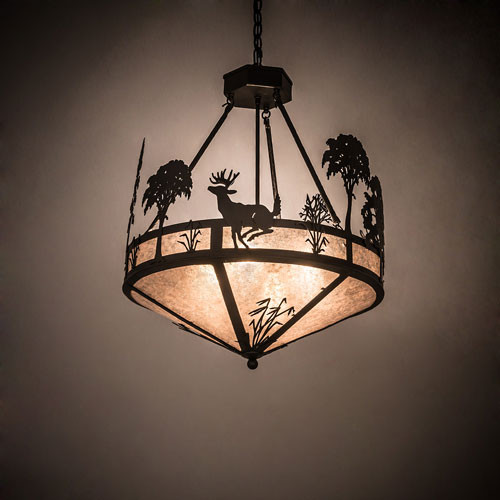 Meyda Custom 189077 Deer on the Loose Country Bronze Hanging Lamp
