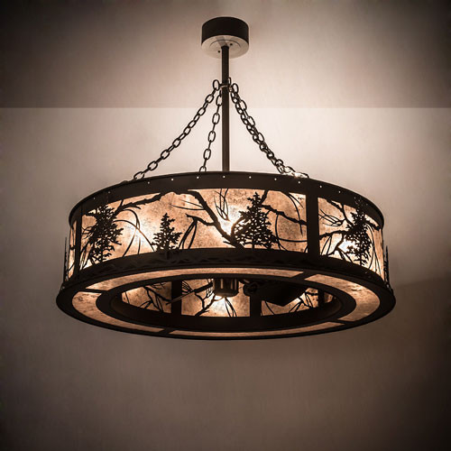 Meyda Custom 190079 Tamarack Rustic Oil Rubbed Bronze / Silver Mica Chandel-Air Ceiling Fan