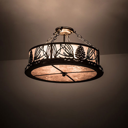 Meyda Custom 191691 Mountain Pine Rustic Antique Copper Flush Mount Lighting