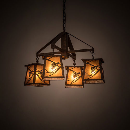 Meyda Custom 192455 Whispering Pines Amber Mica Rococco Chandelier Light