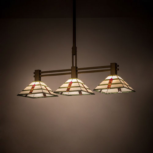 Meyda Custom 192590 Prairie Arrowhead Tiffany Matte Buttered Brass Kitchen Island Light Fixture