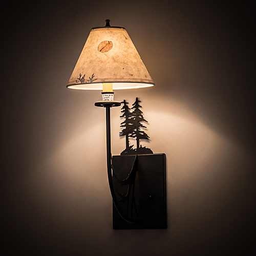 Meyda Custom 192592 Black Satin Wrought Iron Wall Light Sconce