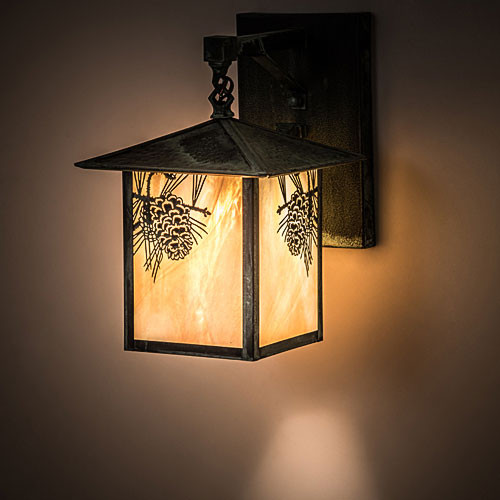 Meyda Custom 193441 Seneca Winter Pine Bai Craftsman Verde Outdoor Wall Lamp