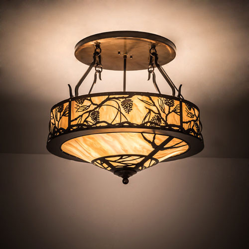 Meyda Custom 193442 Whispering Pines Country Travetine Idalight Old Copper Pot Overhead Lighting