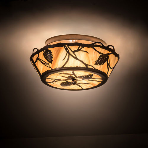 Meyda Custom 194100 Whispering Pines Country Travertine Idalight Old Copper Pot Home Ceiling Lighting