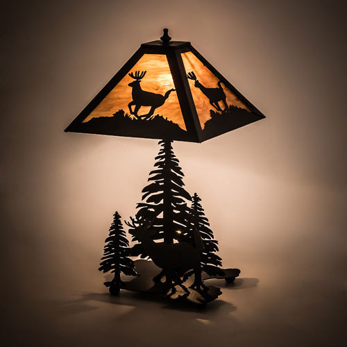 Meyda Custom 196036 Lone Deer Country Earth Table Top Lamp