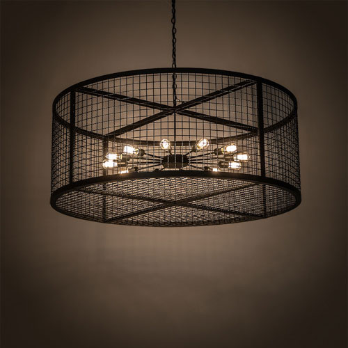 Meyda Custom 197674 Paloma Golpe Contemporary Textured Black Hanging Chandelier
