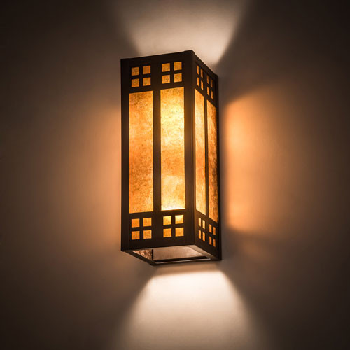 Meyda Custom 199764 Prairie Loft Mission Mahogany Bronze Lighting Wall Sconce