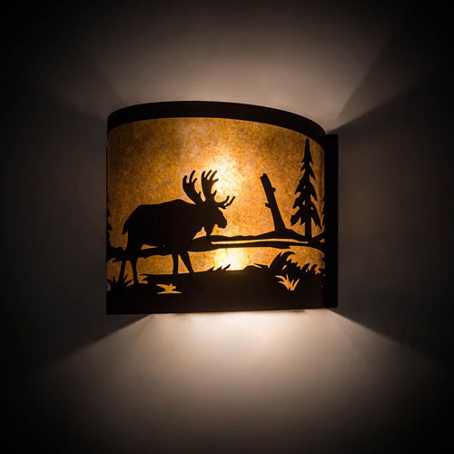 Meyda Custom 200323 Moose at Lake Rustic Red Rust Wall Lighting Fixture