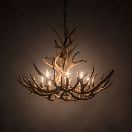 Meyda Custom 200453 Antlers Rustic Antique Copper 32" Ceiling Chandelier